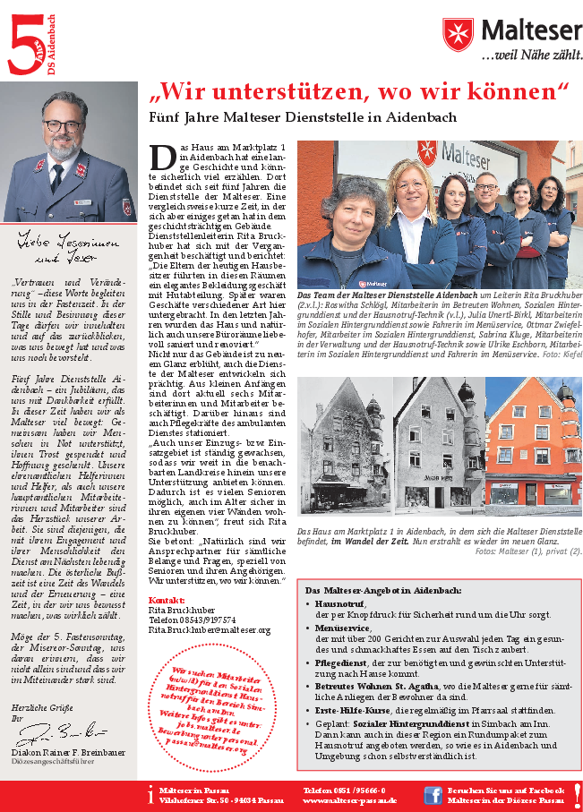 Beitrag Bistumsblatt Dienststelle Aidenbach