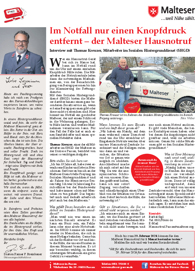 Beitrag Bistumsblatt Hausnotruf