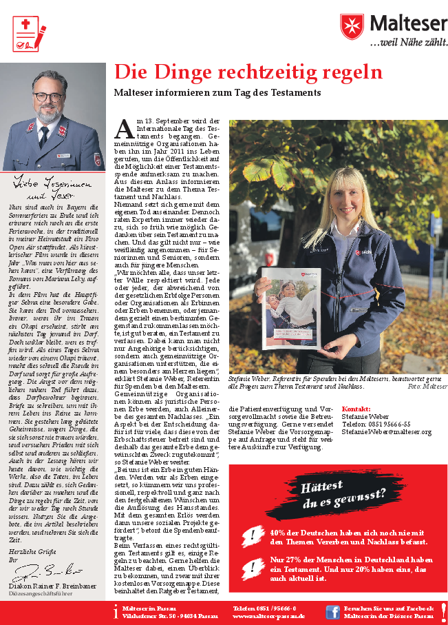 Beitrag Bistumsblatt Tag des Testaments