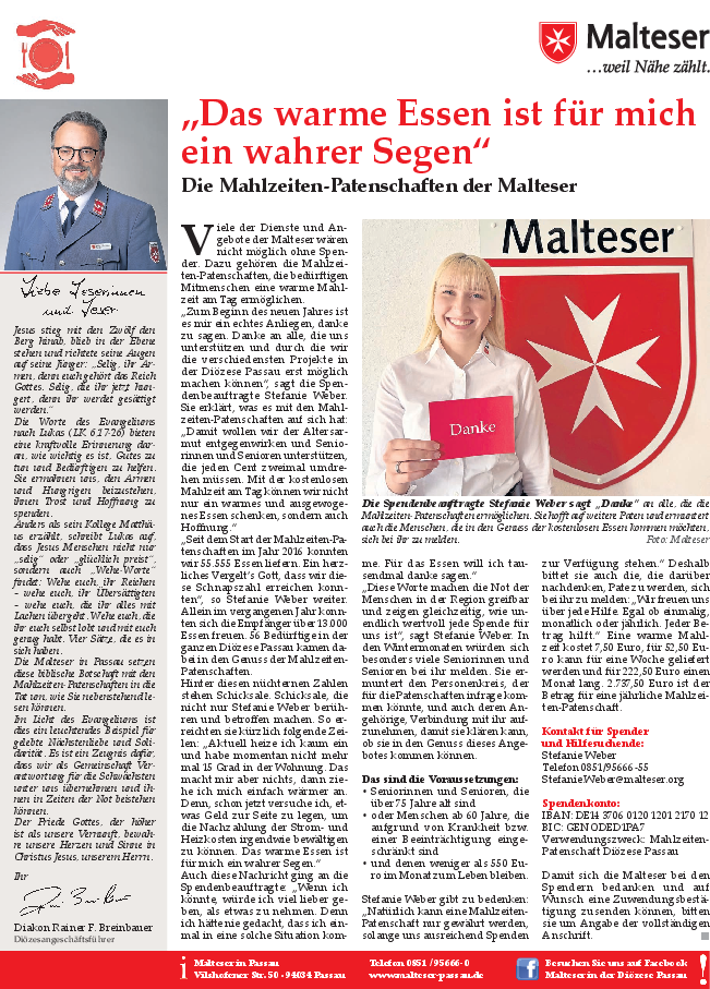 Beitrag Bistumsblatt Mahlzeiten-Patenschaften