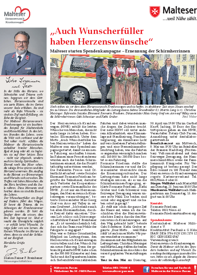 Beitrag Bistumsblatt Spendenkampagne
